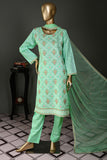 SC-231A-SeaGreen - Qandil | 3Pc Cotton Embroidered & Printed Dress