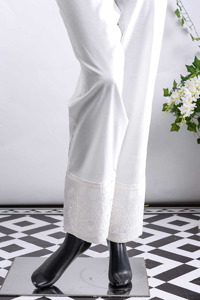 Cambric Embroidered Trouser | Gate Bottom Offwhite (GP-27A)