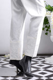 Cambric Embroidered Trouser | Gate Bottom Offwhite (GP-27A)
