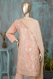 SC-89F-PEACH - AAINA FLOWER | 3Pc Cotton Embroidered & Printed Dress
