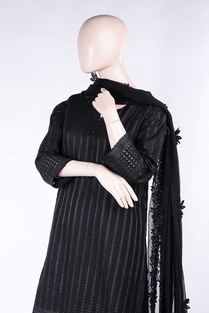 Cataclysmic Beauty (HJC-03) | Schiffli Un-Stitched Lawn Dress With Chiffon Chikan Cutwork Dupatt