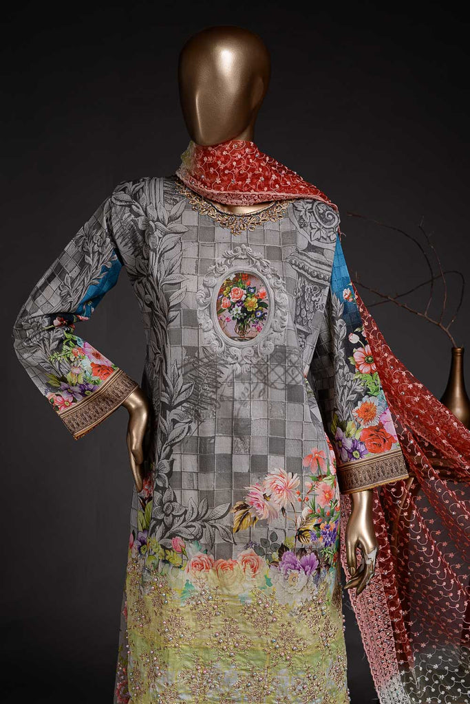 Digital  (R20-C52-D) - Lawn Semi-stitched Embroidered Dress
