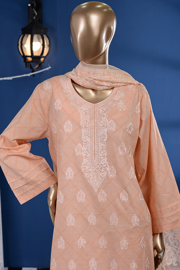 SC-95A - Titanic Embroidered Cambric Dress with Embroidered Chiffon Dupatta