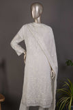 GLS-10B-White - Voyage | 3Pc Embroidered Un-stitched Chiffon Dress