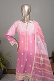 SC-255A-Pink - Senorita | 3Pc Raw Silk Embroidered & Printed Dress