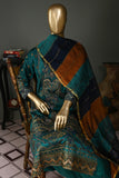 EM-11D-Turquoise - Rangoli | 3Pc Cotton Embroidered & Printed Dress
