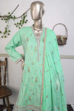 SC-206E-LightGreen - The Banquet | 3Pc Cotton Embroidered & Printed Dress