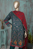 SC-198E-Turquoise - The 9MM | 3Pc Cotton Embroidered & Printed Dress