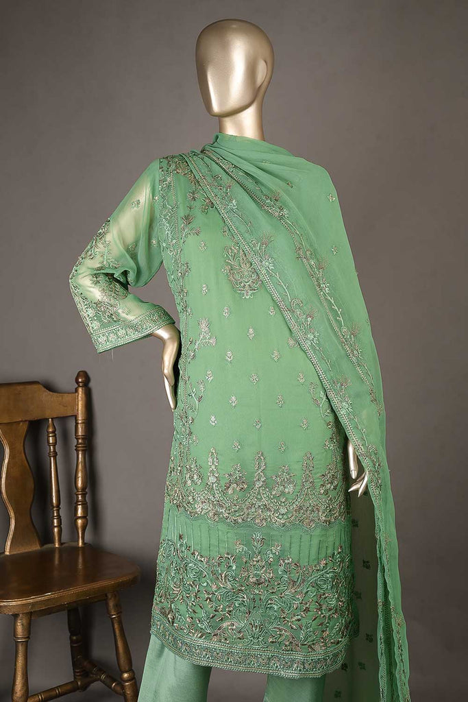 GLS-12A-Green - Groove | 3Pc Embroidered Un-stitched Chiffon Dress