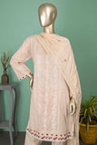 SC-290A-Peach - Belle | 3Pc Cotton Embroidered & Printed Dress