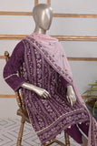 SC-262B-Purple - Zero Point | 3Pc Cotton Embroidered & Printed Dress