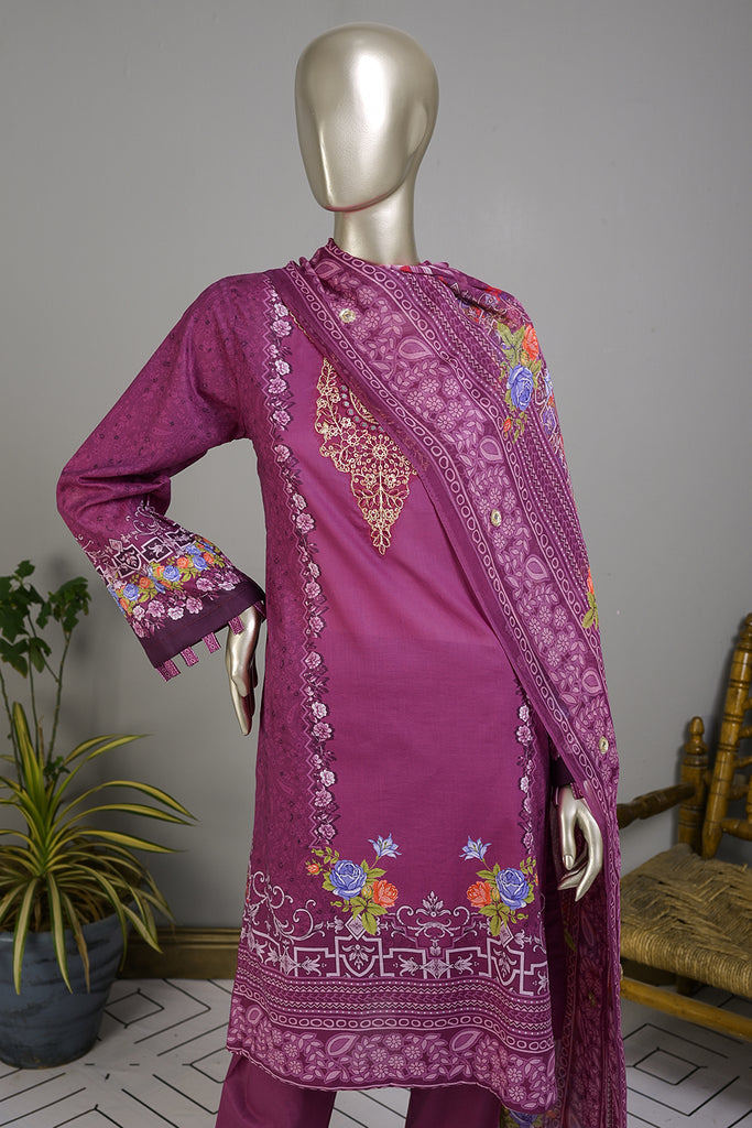 E2-05 | 3Pc Lawn Embroidered & Printed Dress