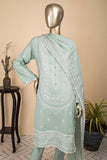 SC-277A-Cyan - Parizaad | 3Pc Cotton Embroidered & Printed Dress