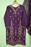 Minaar (SC-144D-Purple) 3Pc Embroidered & Printed Un-Stitched Cotton Dress With Embroidered Chiffon Dupatta