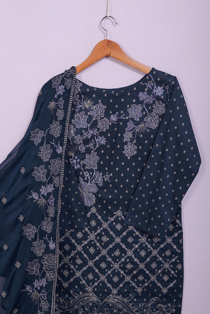 SC-202B-Navy-Blue - Moody-Moon | 3Pc Cotton Embroidered & Printed Dress