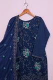 SC-208A-Blue - Mehfil-e-Khas | 3Pc Cotton Embroidered & Printed Dress