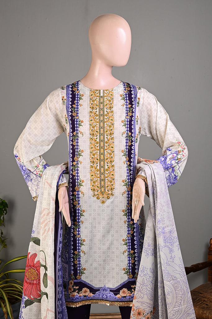 ENB-03 | 3Pc Lawn Embroidered & Printed Dress