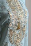 R21-Slub Viscose-01-SkyBlue | 3Pc Embroidered Semi-Stitched Slub Viscose Fabric Dress