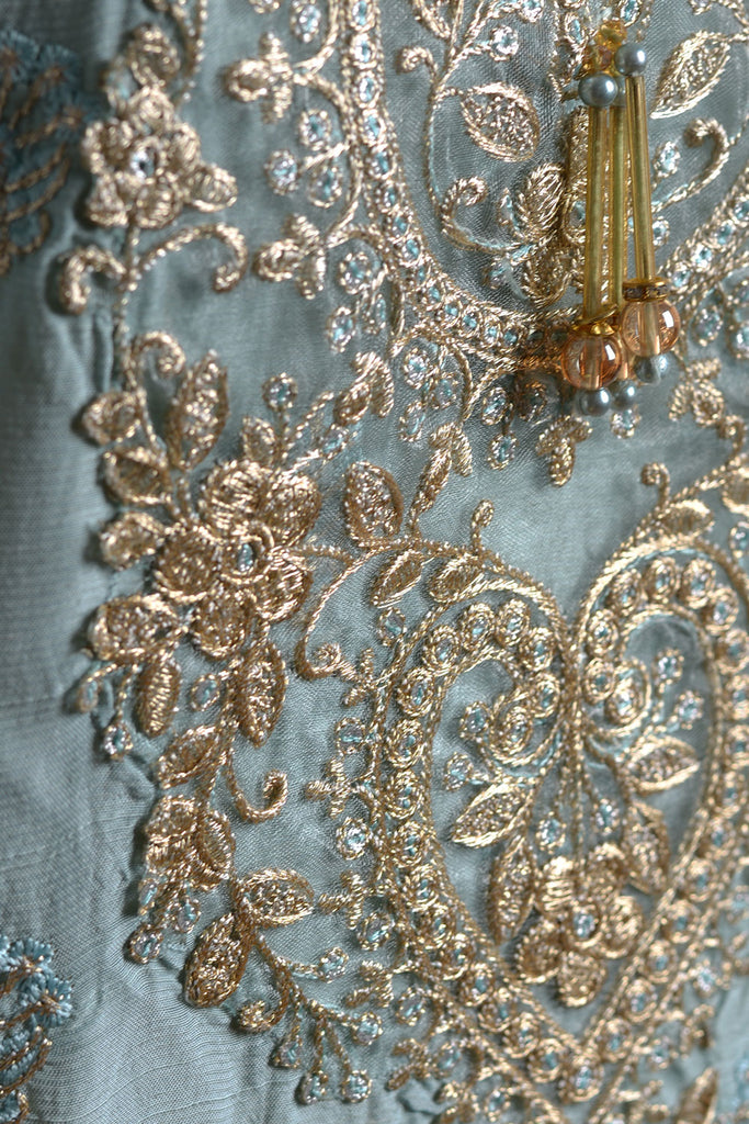 R21-Slub Viscose-01-SkyBlue | 3Pc Embroidered Semi-Stitched Slub Viscose Fabric Dress