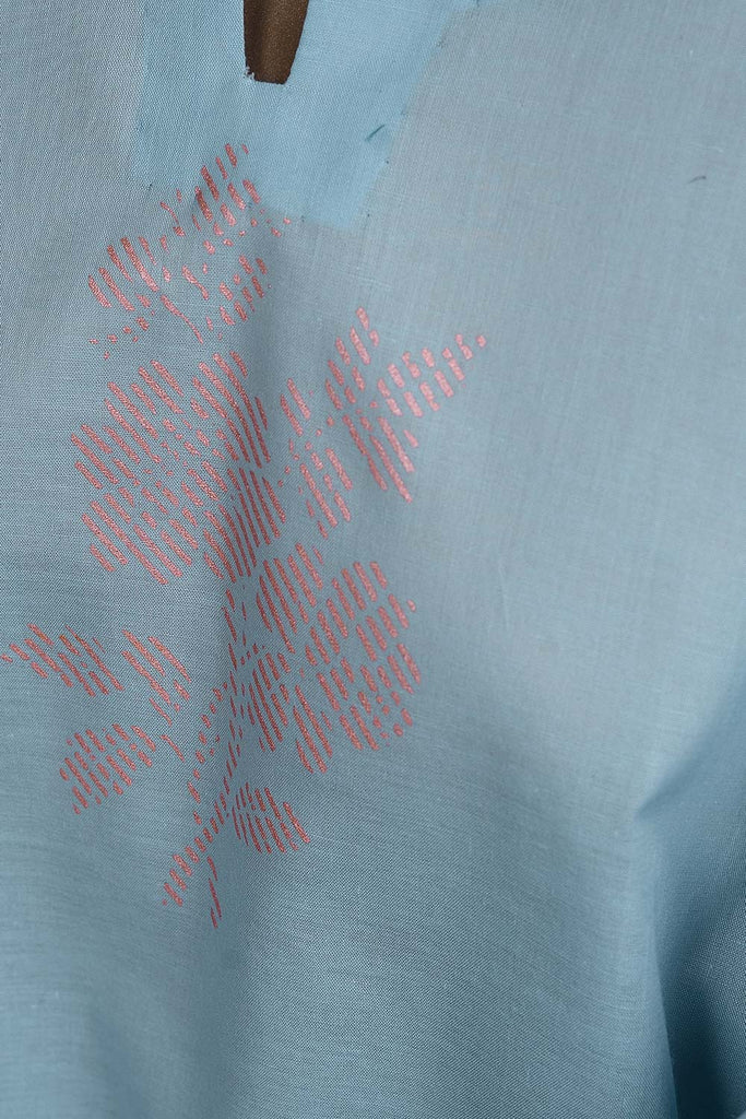Pure Charisma (CC-1L) 3 Pc Sky Blue Unstitched Printed Cambric Dress with Peach Dupatta