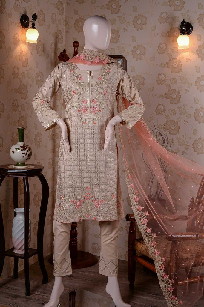 Thunderstorm (BZ-3) | Embroidered Un-stitched Cambric Dress with Net Embroidered Dupatta