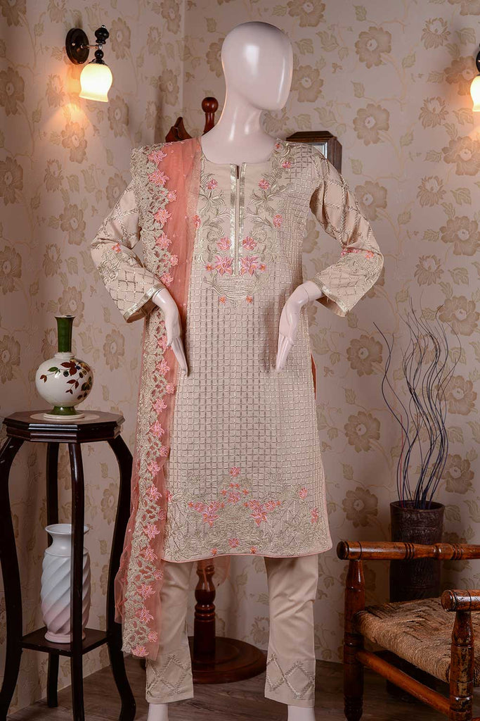 Thunderstorm (BZ-3) | Embroidered Un-stitched Cambric Dress with Net Embroidered Dupatta