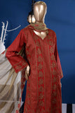 Chicken Check (SC-90A-Red) Embroidered Cambric Dress with Embroidered Chiffon Dupatta