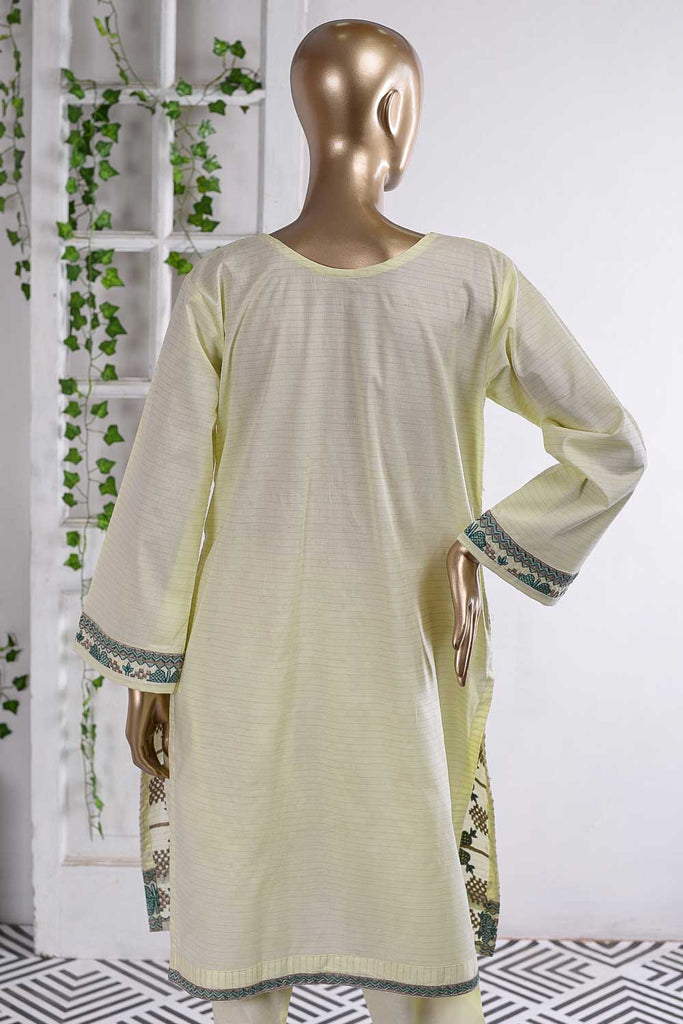 Taj Mahal (SC-57A-Yellow) Embroidered Cambric Dress with Embroidered Chiffon Dupatta