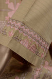 Taj Mahal (SC-57B-Brown) Embroidered Cambric Dress with Embroidered Chiffon Dupatta