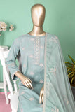 SC-301B-Cyan - Marvell | 3Pc Cotton Embroidered & Printed Dress