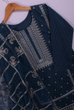 SC-205B-Navy Blue - Tehzeeb | 3Pc Cotton Embroidered & Printed Dress