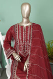 SC-292B-Maroon - Zarf | 3Pc Cotton Embroidered & Printed Dress