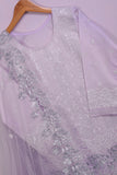 SC-176D-Purple - Sky Glitter | 3Pc Cotton Embroidered & Printed Dress