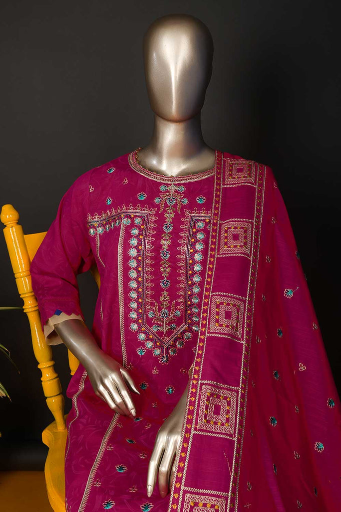 PZK-2B-Fuchsia - Satrangi | 3PC Unstitched Embroidered Khaddar dress