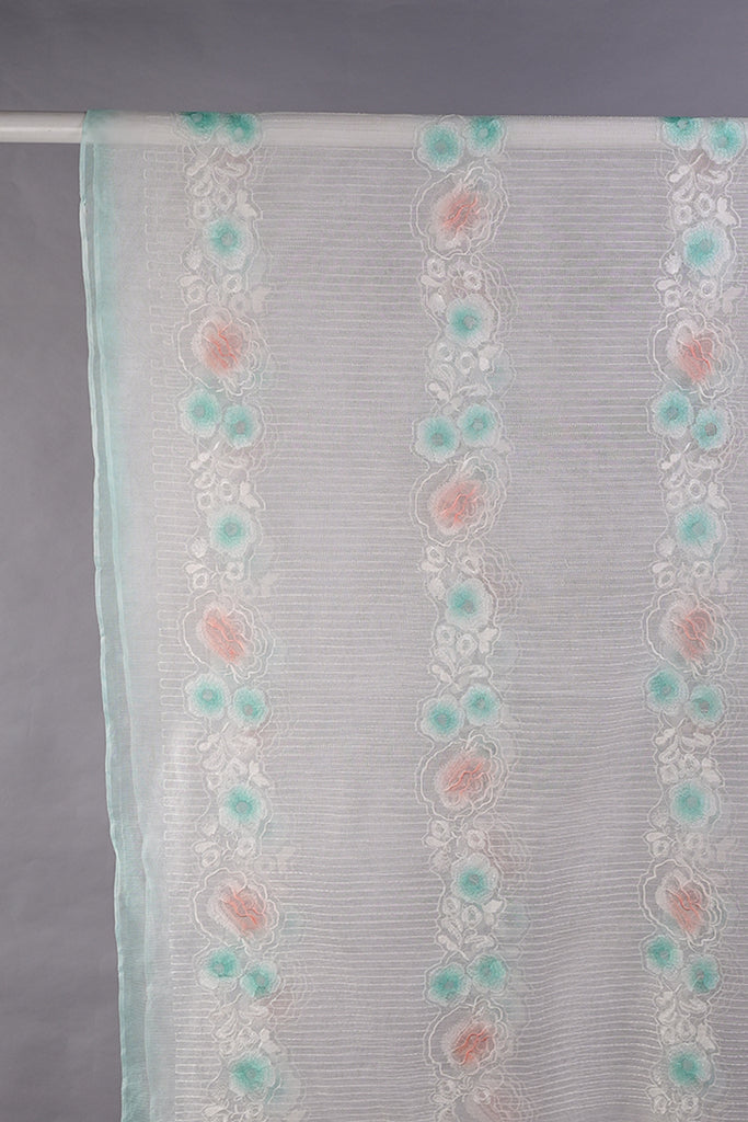 R21-C150-SkyBlue - 3 Pc Semi Unstitched Chiffon Embroidered