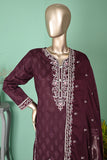 SC-271D-Maroon - Chameli | 3Pc Cotton Embroidered & Printed Dress