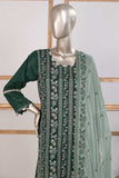 SC-262A-Green - Zero Point | 3Pc Cotton Embroidered & Printed Dress