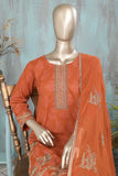 SC-157G-Rust - Princess | 3Pc Cotton Embroidered & Printed Dress