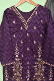 Minaar (SC-144D-Purple) 3Pc Embroidered & Printed Un-Stitched Cotton Dress With Embroidered Chiffon Dupatta