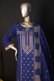 PZK-2A-Blue - Satrangi | 3PC Unstitched Embroidered Khaddar dress