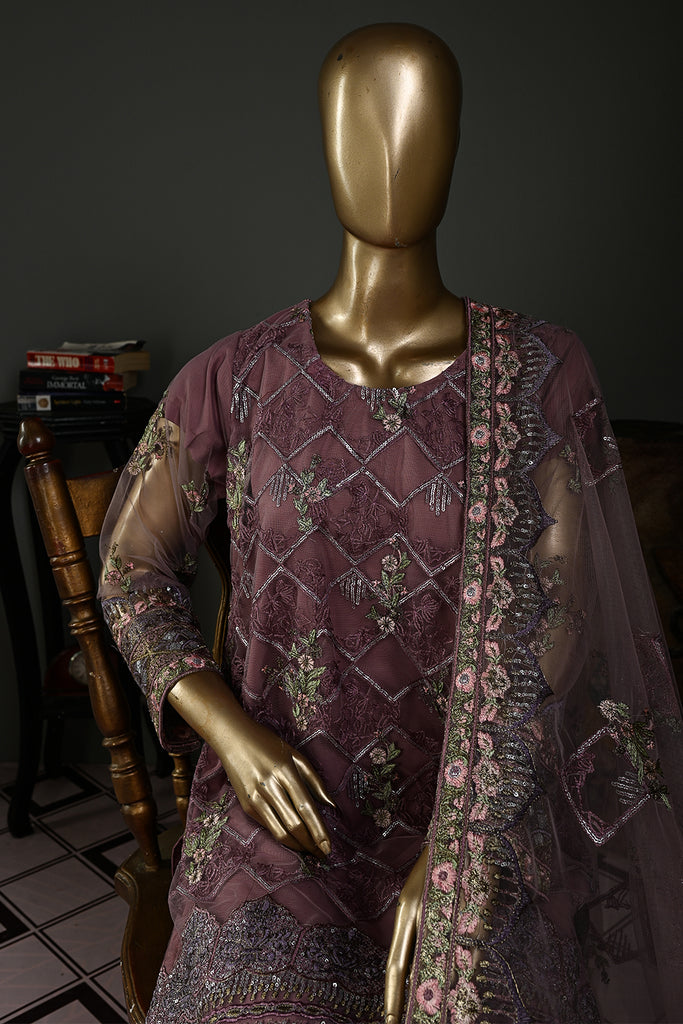 GLS-8B-Purple - Imperial Craft | 3Pc Embroidered Un-stitched Chiffon Dress