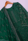 SC-129D-Green - Monarch Gold | 3Pc Cotton Embroidered & Printed Dress