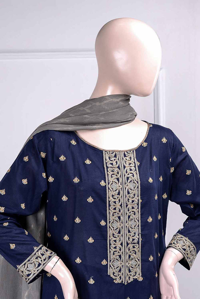 Glorious (RM-3B) | Embroidered Un-stitched Lawn Dress with Cotton Banarsi Trouser & Lawn Banarsi Dupatta