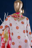 Flora (FR-01-White) - Lawn Semi-stitched Embroidered Dress with Chiffon Dupatta
