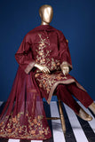 Big Tree (BZ-4D-Maroon) 3pc Embroidered Cambric Dress with Embroidered Chiffon Dupatta