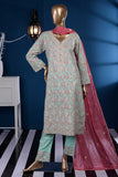 Zari Mahal (SC-91A-Ferozi) Embroidered Cambric Dress with Embroidered Chiffon Dupatta