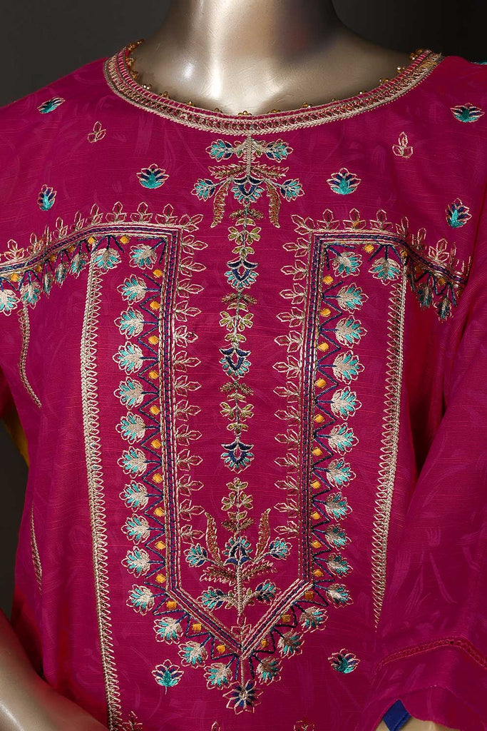 PZK-2B-Fuchsia - Satrangi | 3PC Unstitched Embroidered Khaddar dress