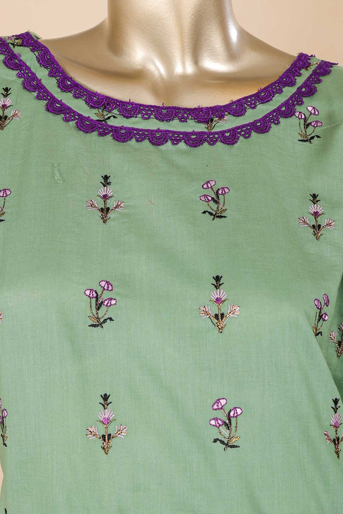 SC-275A-Green - Dastoor | 3Pc Cotton Embroidered & Printed Dress