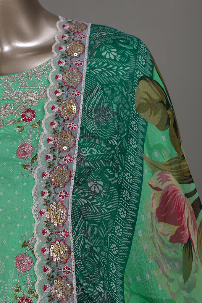 E2-10 | 3Pc Lawn Embroidered & Printed Dress