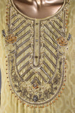 Magnetism (AEC-4A-Lemon) - 3 Pc Unstitched Mysoori Jacquard Embroidered Dress
